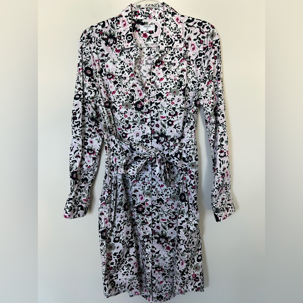 UNTUCKit Simone Floral Shirt Dress with‎ Waist Tie and Side Pockets Size 12